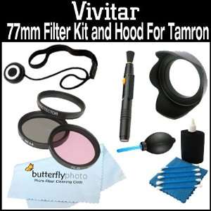  Vivitar 77mm Filter kit and Lens Hood + Care Package For 