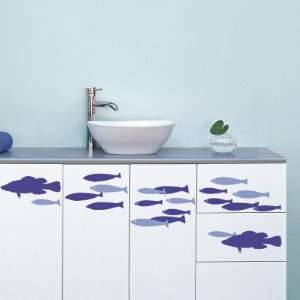   Fish shoal (Water Resistant Decal) Wall Decal , 7x20: Home & Kitchen