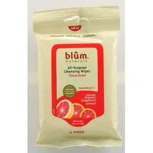 Blum Naturals All purpose Cleansing Wipes Citrus Scent   15 Wipes, 3 
