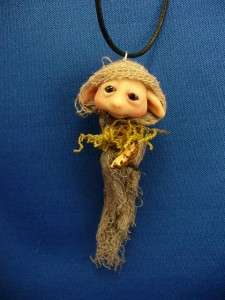   OOAK woodland FAIRY ELF hang up sculpture pendant necklace  