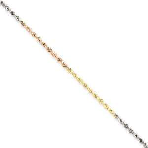  14k Yellow Gold 7 inch 1.80 mm Rope Chain Bracelet in 14k 