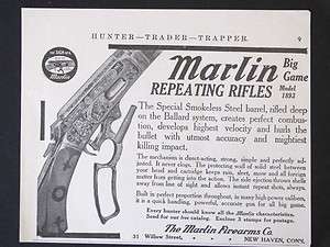 1911 MARLIN FIREARMS Model 1893 Lever Action Big Game Rifle magazine 