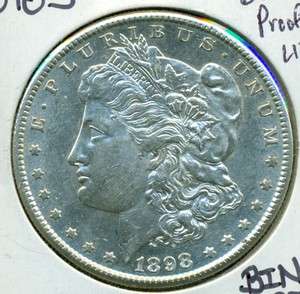 1898 S MORGAN SILVER DOLLAR   BU  PROOF LIKE  