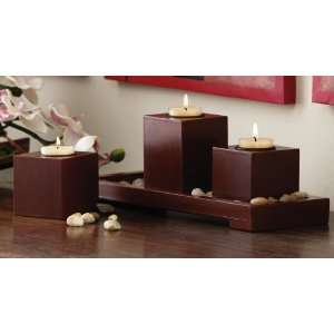  Elegant Asian Bedroom Cherry Finish Wooden Tealight Candle 