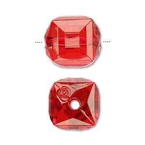  #8015 Bead, acrylic, red, 17x15mm faceted cube   5 beads 
