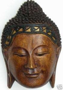 BUDDHA HEAD FIGURE FROM THAI CULTURE, HAND CARVED WOOD  