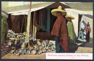 Mexicans Buying Pottery at Market 1900s Postcard. Make multiple 
