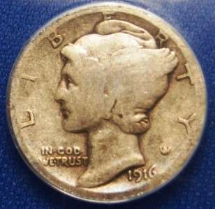 1916 D Mercury Dime Key Date Slabbed   