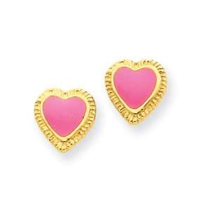  14k ENAMELED PINK Heart Earrings: West Coast Jewelry 