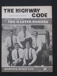 THE MASTER SINGERS 60s Sheet music THE HIGHWAY CODE  