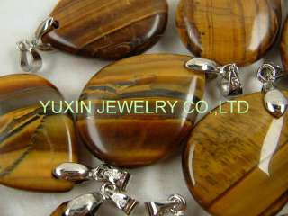 18KGP Natural Tiger eye stone drop bead pendant YNA24  