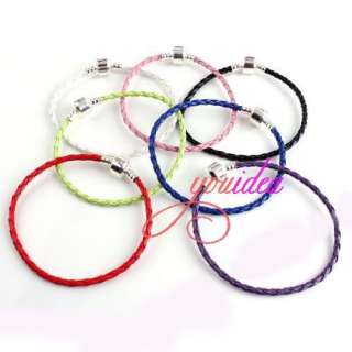 Various Hot Braid Leather Cord Clasp Bracelet Fit Charms Beads 16cm 