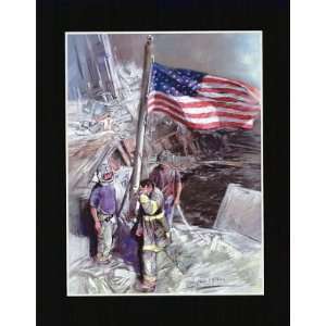 Memorial 9/11 September WTC Poster Print Fighter FLAG  