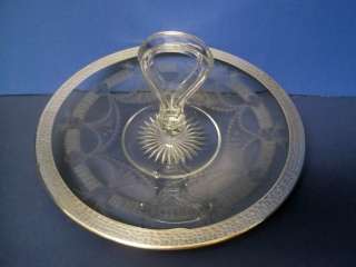 ESTATE ITEM 1917 HEISEY YEOMAN SANDWICH TRAY SILVER EDGE & ETCHED 