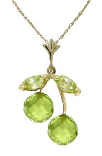 NATURAL PERIDOT PENDANT NECKLACE SET IN 14K YELLOW GOLD  