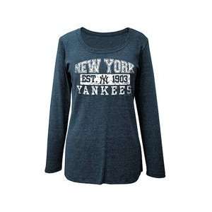 New York Yankees Womens Missy Long Sleeve Triblend Scoop Neck T Shirt 