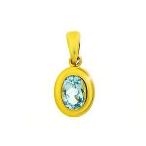  9ct Yellow Gold Blue Topaz Pendant: Jewelry