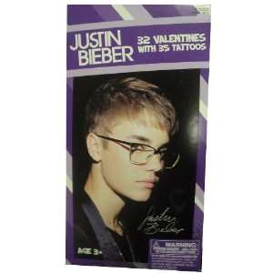  Justin Bieber 32 Pack Valentines Card with Tattoos Toys 