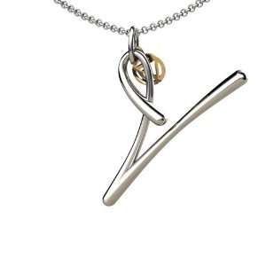   14K Gold Script Initial V Pendant with chain Franco Vincente Jewelry