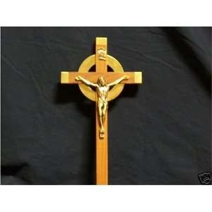  12 x 6 Crucifix   Wooden cross with Gold Metal tips as a 