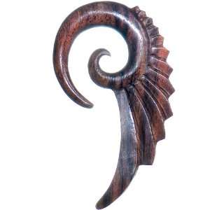  0 Gauge Wood Spiral Wing Hanger Plug: Jewelry