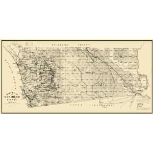  SAN DIEGO COUNTY CALIFORNIA (CA) MAP 1898: Home & Kitchen