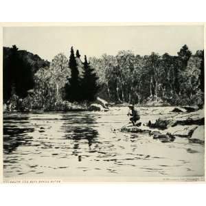  1927 Print Rips Moose River Maine Fisherman Fishing Sport 