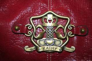 Large KATHY VAN ZEALAND Red Satchel Purse Handbag w/Ornaments Gorgeous 