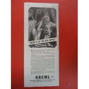  Kreml Shampoo Print Ad. girl kissing top of mans head.1938 
