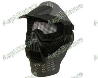 Airsoft Face Guard Mask w/Mesh Goggles&Neck Protect BK  
