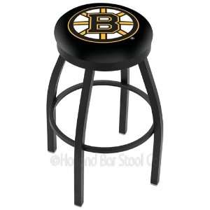 : Boston Bruins Logo Black Wrinkle Swivel Bar Stool with Flat Accent 