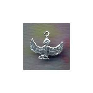 Egyptian Jewelry Sm Winged Isis Goddess Charm Sterling Silver:  