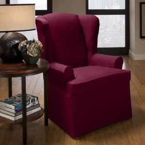  Peachskin Wing Chair Slipcover in Merlot (T Cushion)