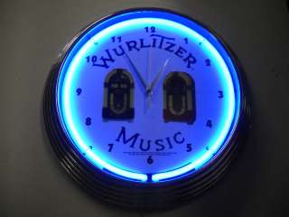 Wurlitzer Jukebox coin op Nostalgic neon clock sign  