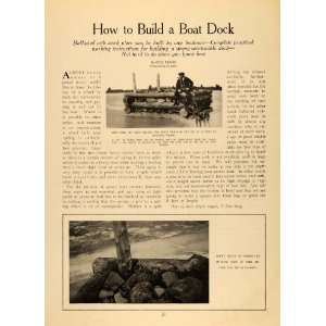  1919 Article Phil Moore Boat Dock Pier Construction 