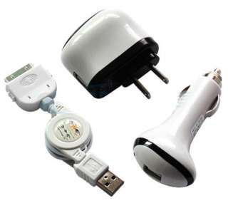 USB CABLE+CAR+WALL CHARGER For IPOD NANO TOUCH iPHONE 3  