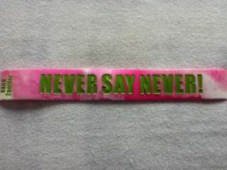 NEVER SAY NEVER Rubber Saying Bracelet Band 2gether  