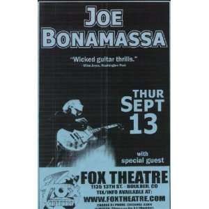  Joe Bonamassa 2007 Boulder Concert Poster