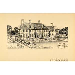  1908 Print Conkwell Grange Wilts Architecture Home Plan 