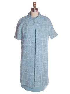 Vintage Blue Wool Tweed Dress&Coat 1960s B.H. Wragge SM  