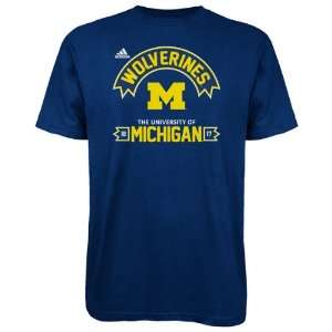  Michigan Wolverines Navy adidas Athletic Front T Shirt 