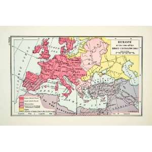  1943 Print Map Europe Crusade Roman Empire Mediterranean 