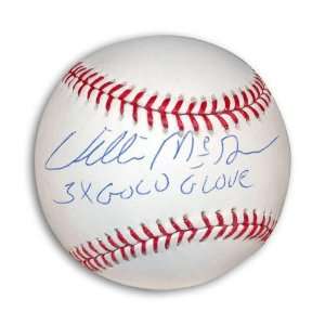 Willie McGee Autographed Baseball  Details: 3X Gold Glove 