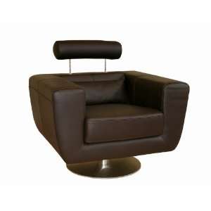  Swivel Action Club Chair   Contemporary Dark Brown Leather 