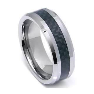 Black Tungsten Carbide Wedding Band Ring Mens Jewelry Brush Center 