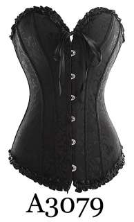 New burlesque overbust corset corsets with ribbon A3038  