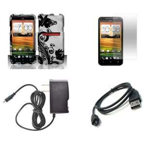 HTC EVO 4G LTE (Sprint) Premium Combo Pack   Black Wild Orchid Flower 