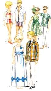 Vintage 11.5 Barbie & Ken Doll Clothes Pattern 3316  