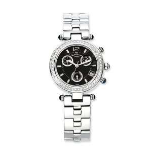   : Ladies Lucien Piccard Diamond Black Dial Chronograph Watch: Jewelry