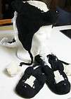 BADGER MITTENS knit ADULT puppet FLEECE LINED costume skunk delux HAT 